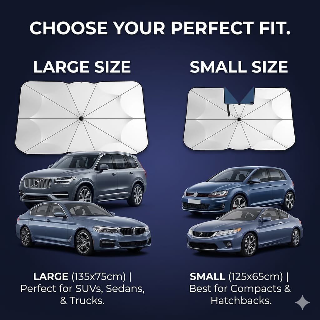 Car Windshield Sunshade Umbrella with 360° Rotatable Handle - UV Protection Front Window Shade for Summer Vehicle Accessories