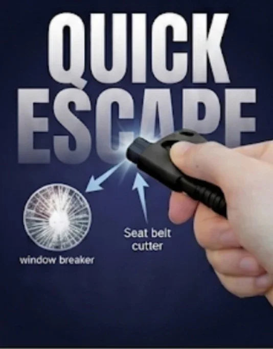 Quick escape tool with window breaker and seat belt cutter for car safety